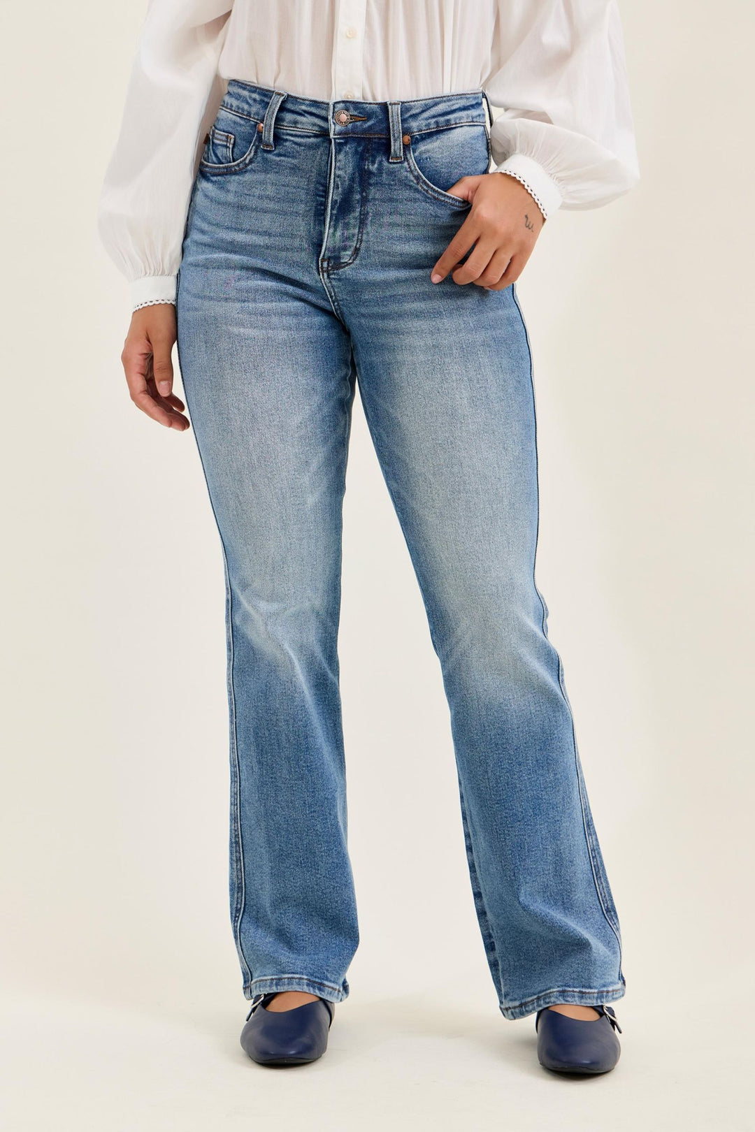 Judy Blue "Daisy" High Rise Tummy Control Short Inseam Bootcut