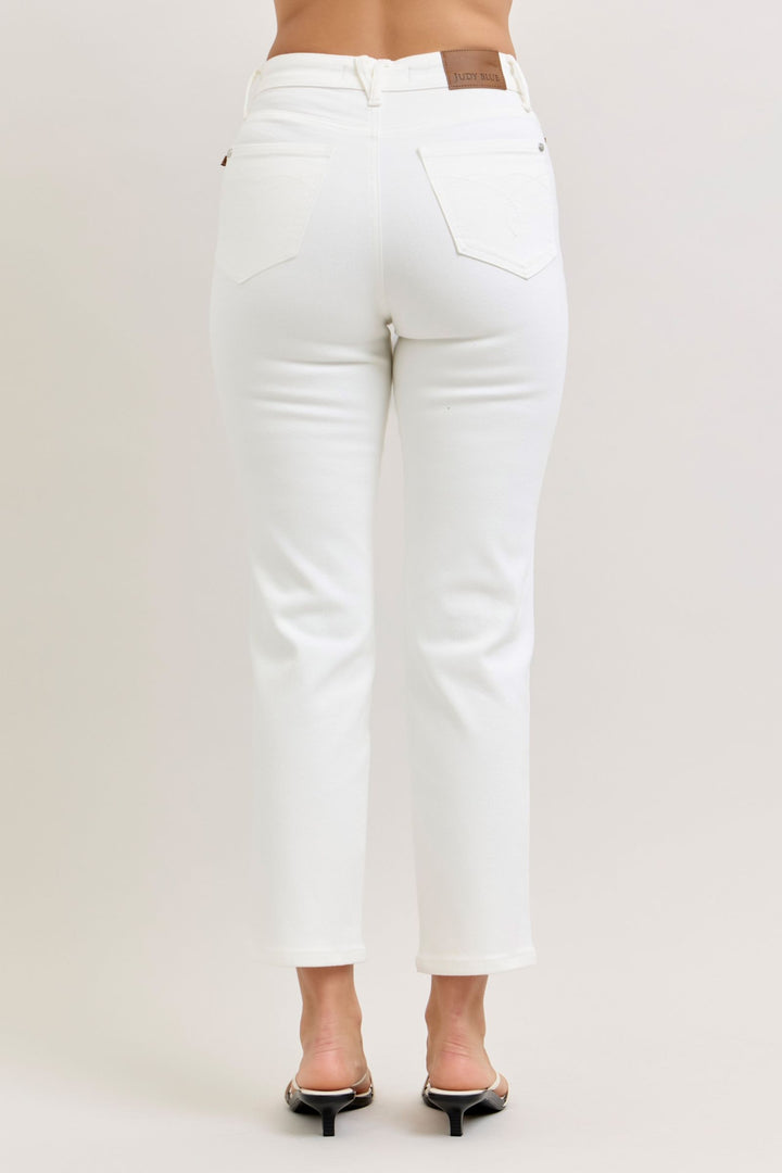 Judy Blue "Eloise" White High Waist Ankle Straight Jean
