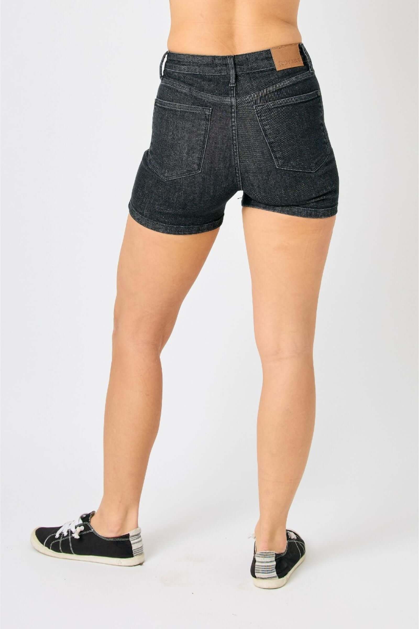 Judy Blue High Waist Tummy Control Washed Black Short
