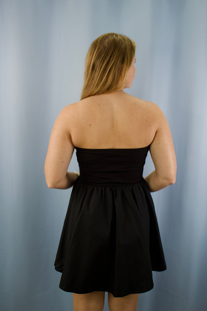 Tube Top Flare Mini Dress with Pockets