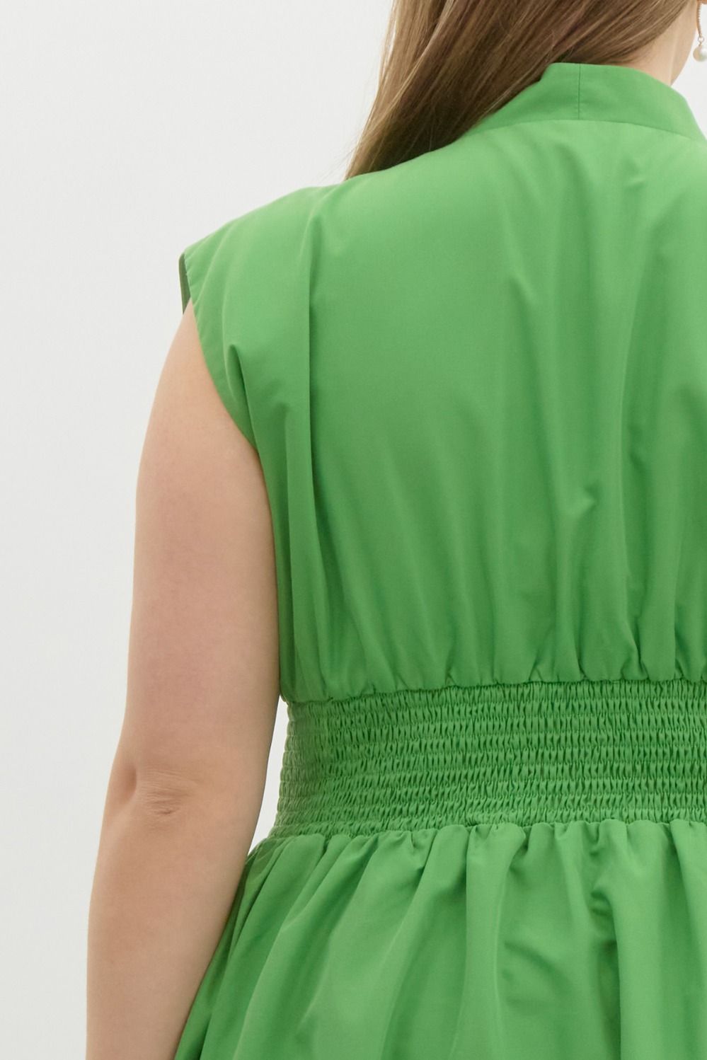 The Ivy Smocked Waist Midi Dress – Green