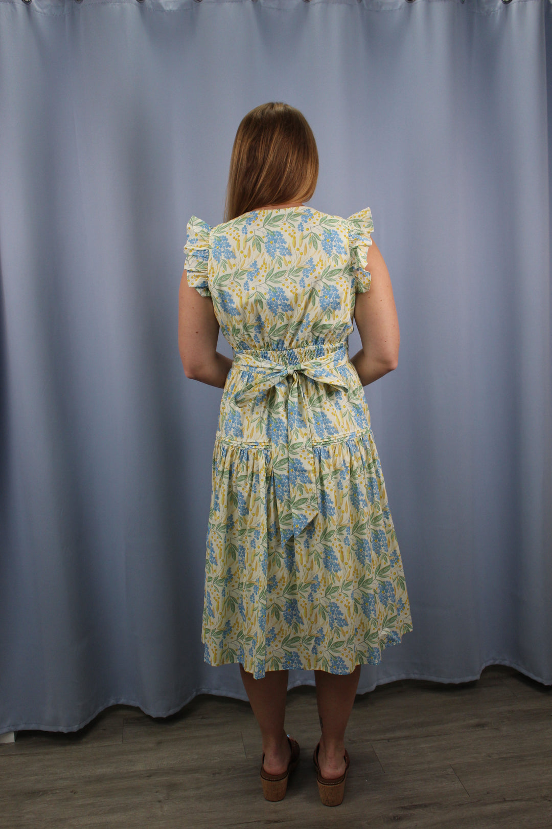 Floral Print Ruffle Sleeve Dress