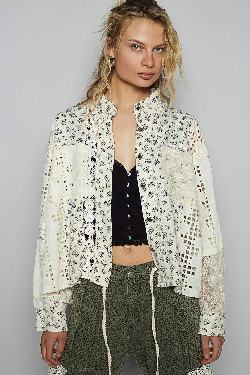 Cambria Crochet Balloon Sleeve Shirt