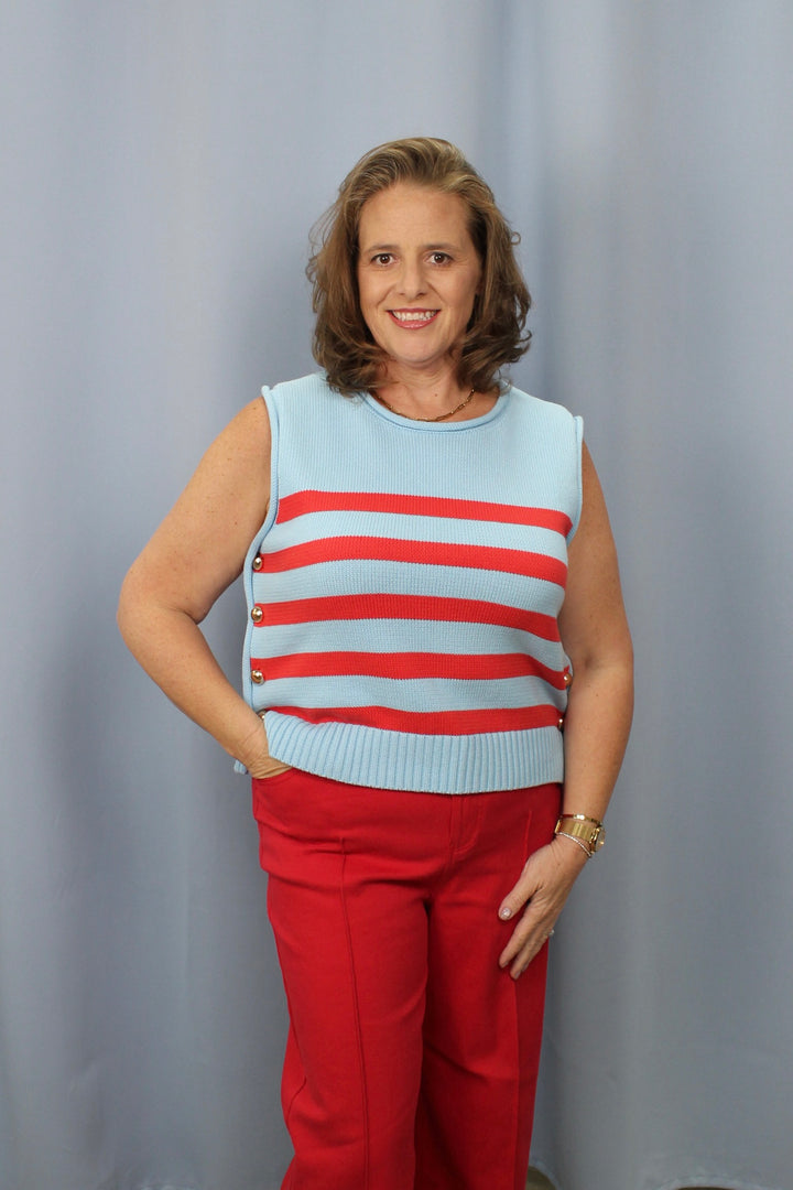 Striped Sleeveless Knit Top
