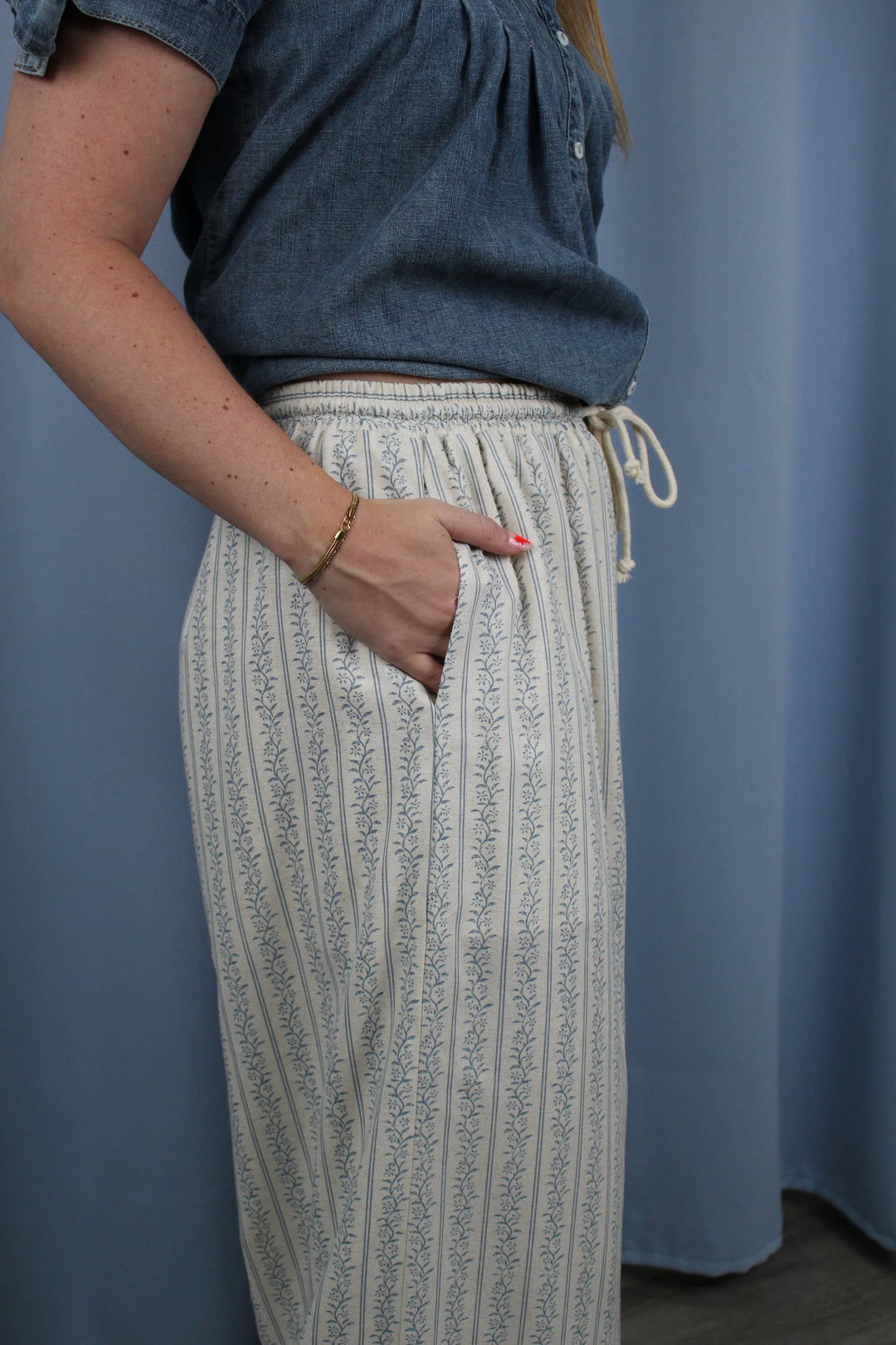 Gentle Breeze Floral Stripe Wide Leg Pant