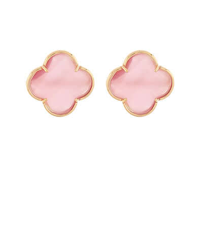Pink Cats Eye Clover Earrings
