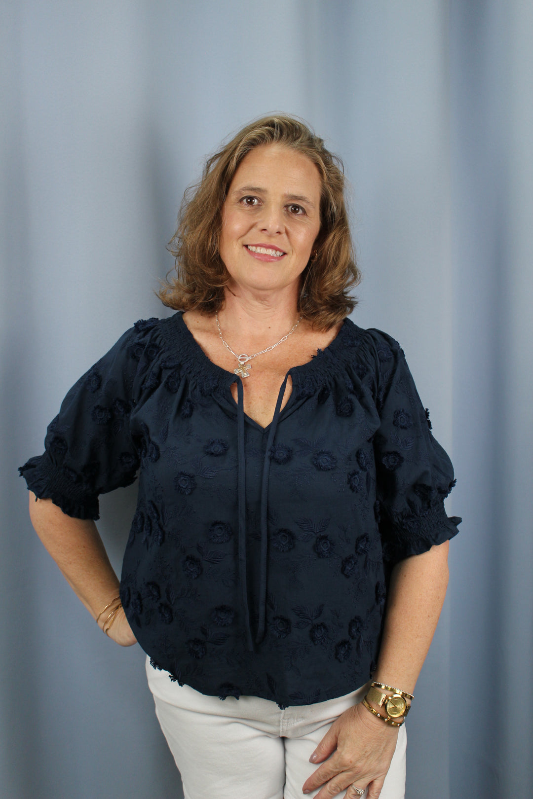 Embroidered Floral Off The Shoulder Blouse