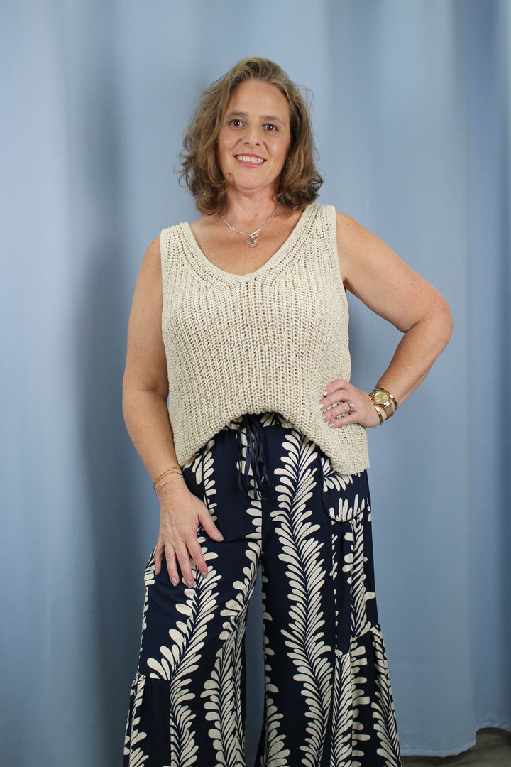 Skies are Blue V neck Knit Top