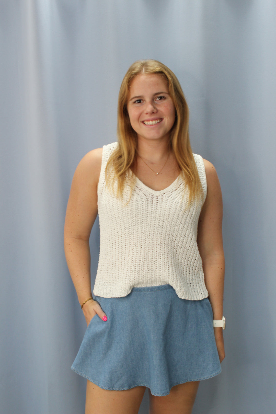 Skies are Blue V neck Knit Top