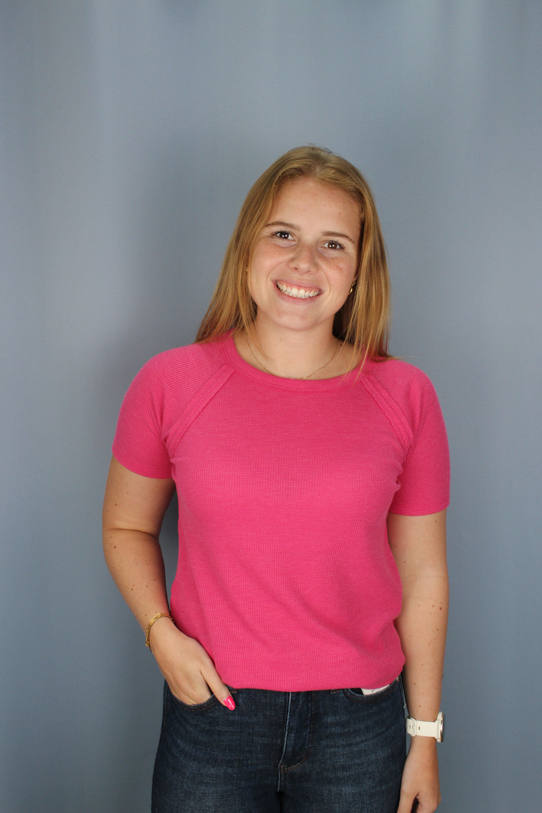 Baby Waffle Knit - Hot Pink