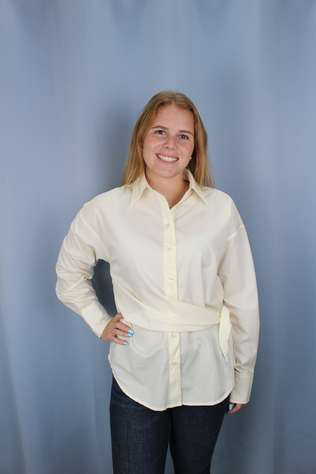 Cream Long Sleeve Blouse