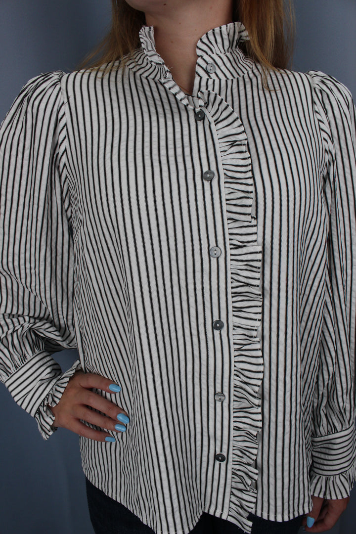 Entro Black and White Striped Blouse