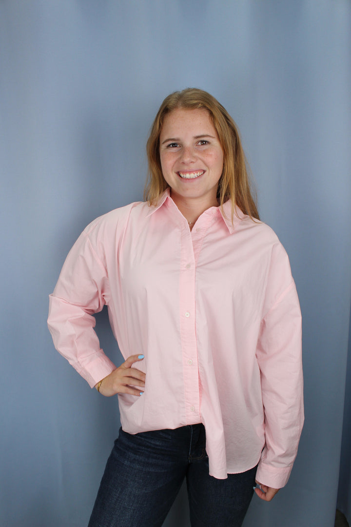 Claire Poplin - Oversized Button-Down Pink