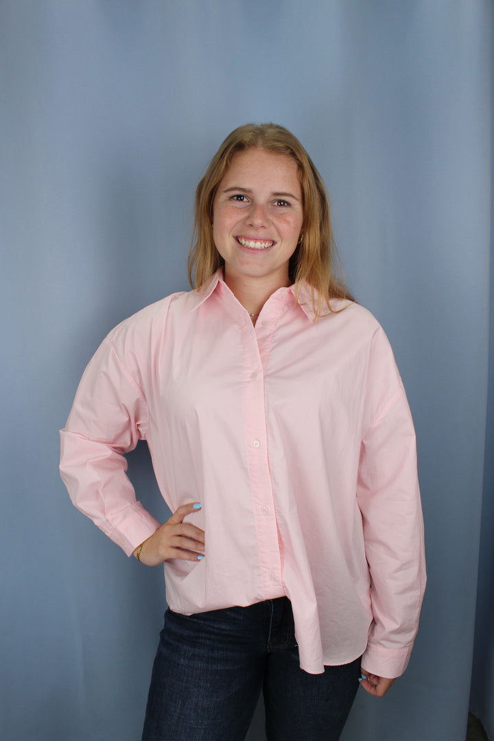 Claire Poplin - Oversized Button-Down Pink
