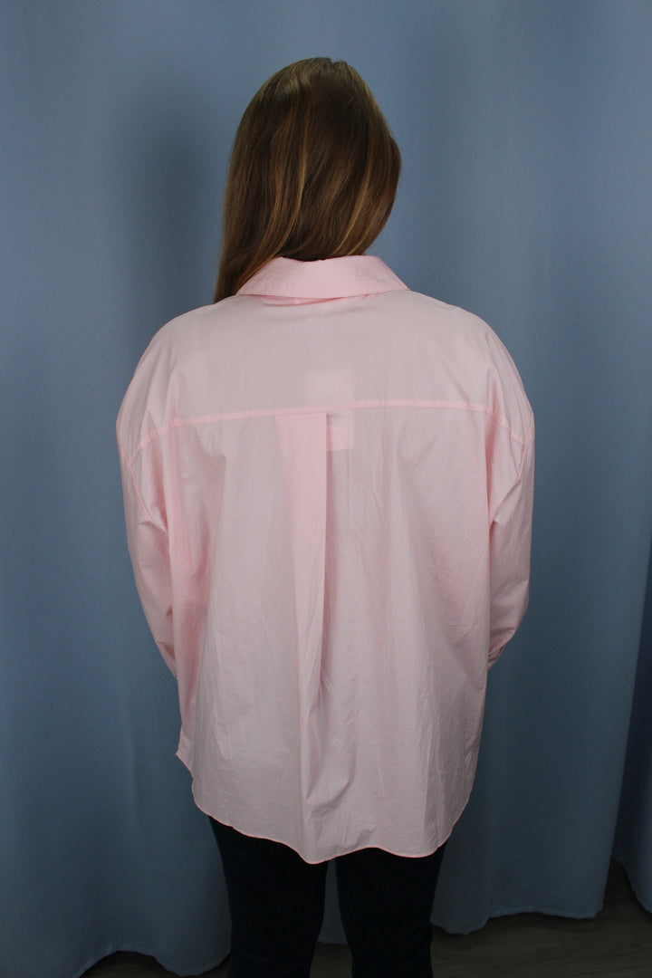 Claire Poplin - Oversized Button-Down Pink