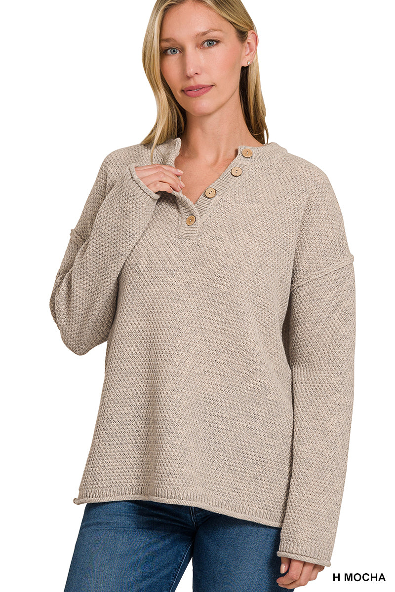 4 Button Henley Sweater beige