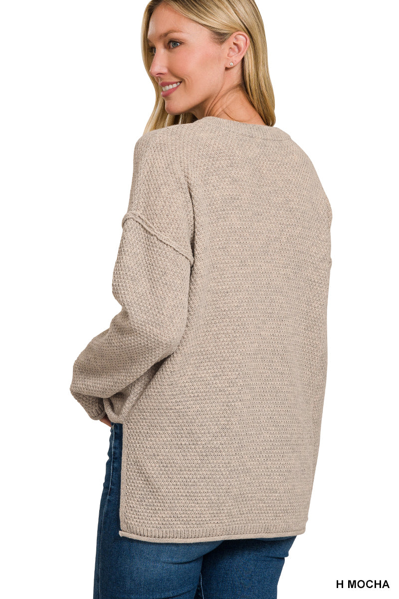 4 Button Henley Sweater beige