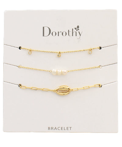 Cowry Shell & CZ Pearl Bracelet