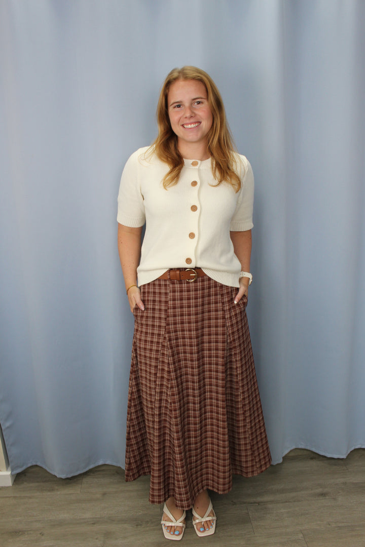 Maple Trail Heritage Plaid Flare Skirt with Belt