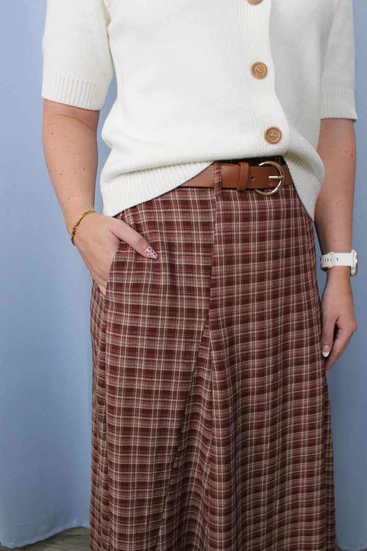 Maple Trail Heritage Plaid Flare Skirt with Belt