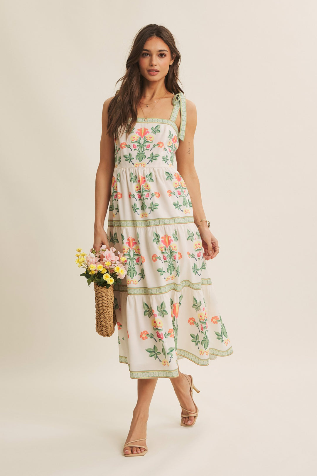 Softly Romantic Exclusive Print Smocked Midi Dress
