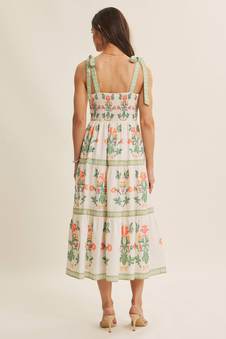 Softly Romantic Exclusive Print Smocked Midi Dress