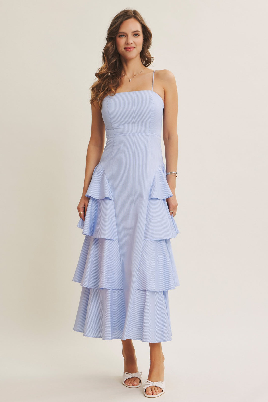 Clean Playful Side-tiered Ruffle Maxi Dress