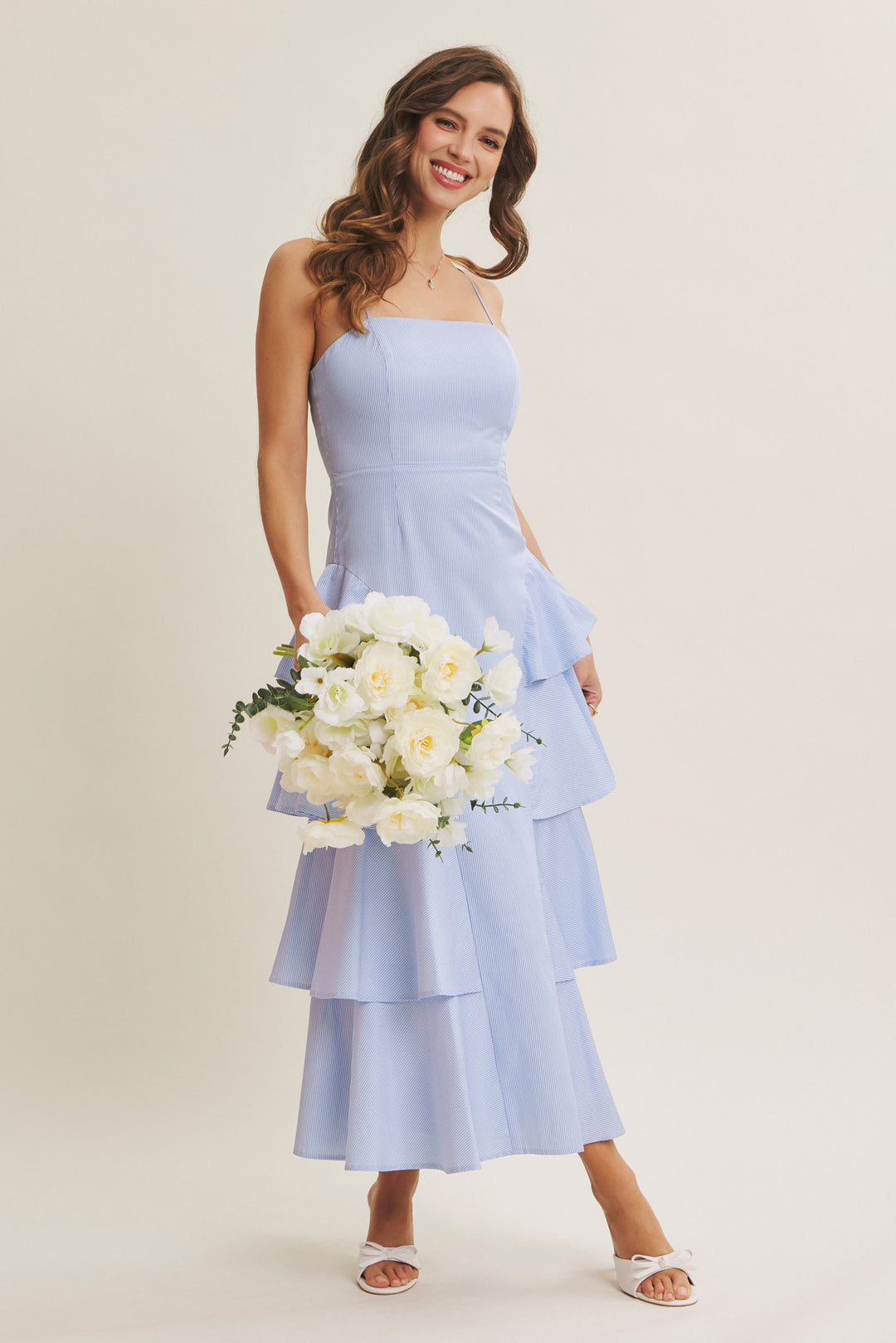 Clean Playful Side-tiered Ruffle Maxi Dress