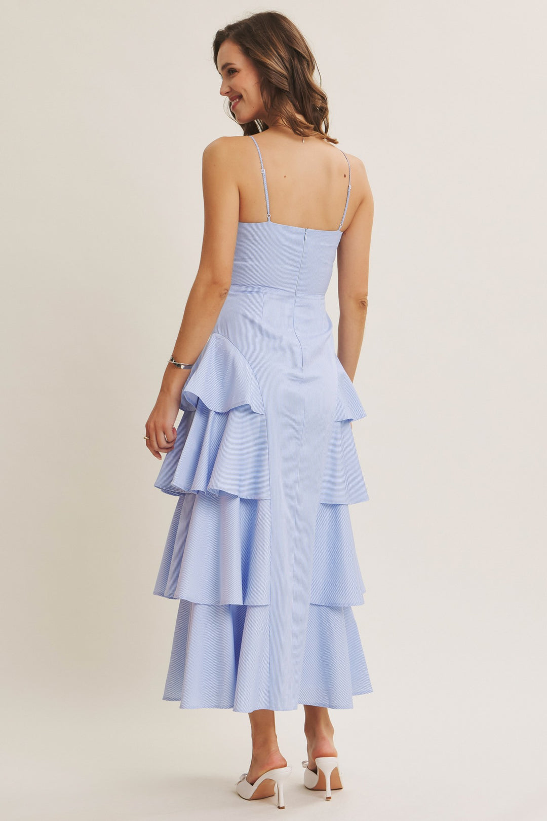 Clean Playful Side-tiered Ruffle Maxi Dress
