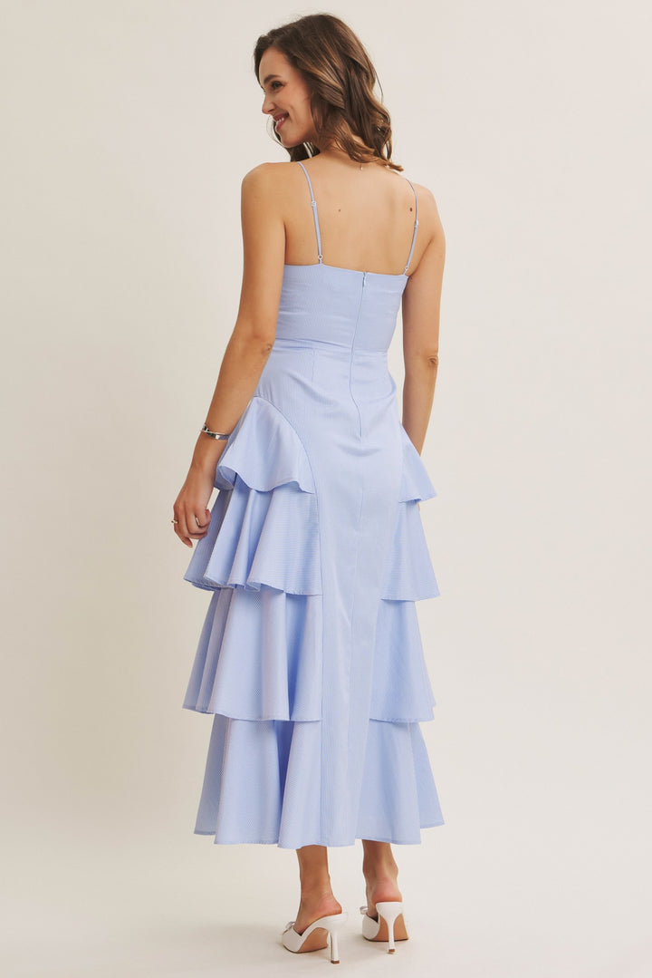 Clean Playful Side-tiered Ruffle Maxi Dress