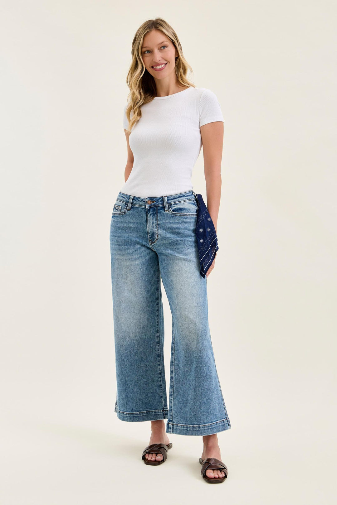 Judy Blue Ankle Wide “Karleigh” w/ Back Darts and Bandana