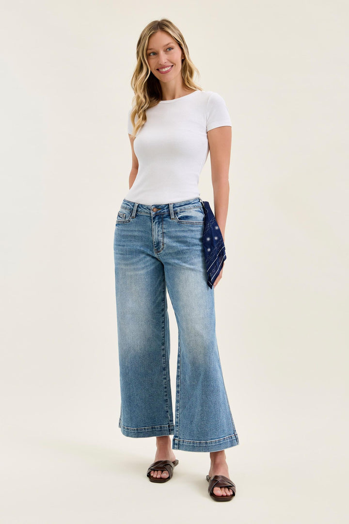 Judy Blue Ankle Wide “Karleigh” w/ Back Darts and Bandana