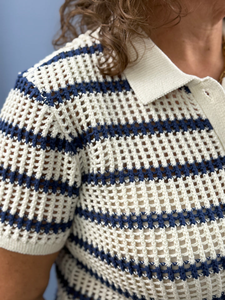 Hallie Striped Short Sleeve Sweater Shirt