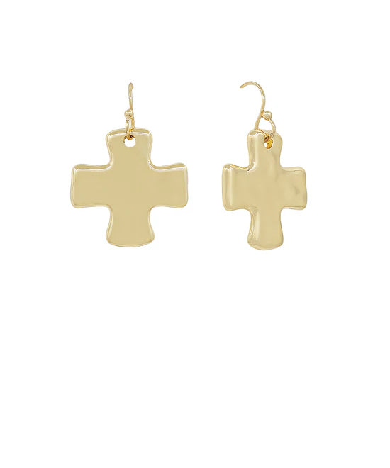 20mm Hammered Cross Earrings