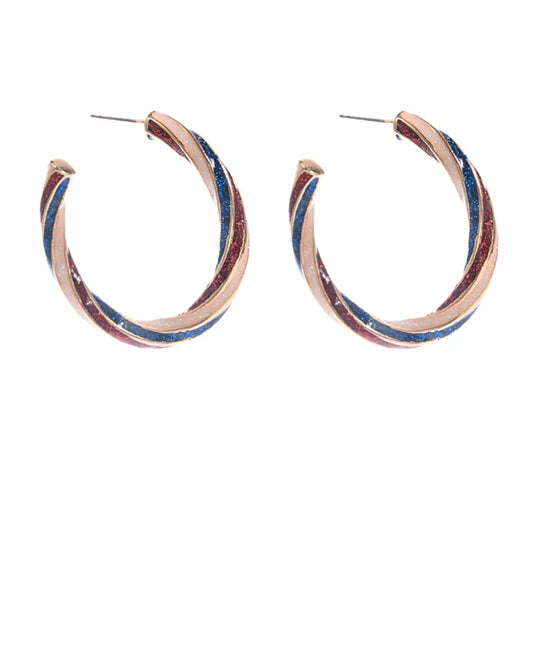 USA Twist &amp; Glitter Hoops