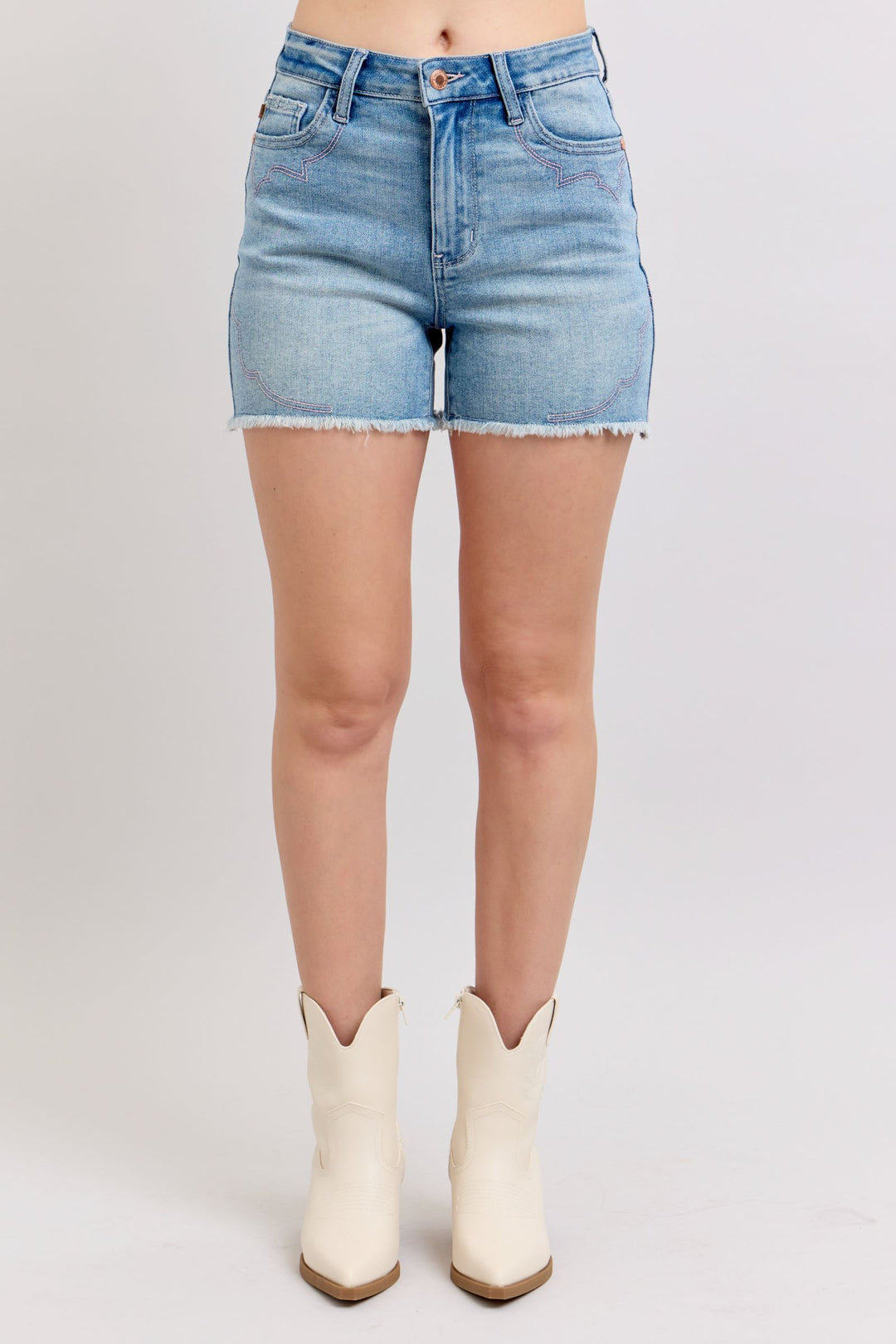 Judy Blue High Waist Western Embroidery Cut Off Short