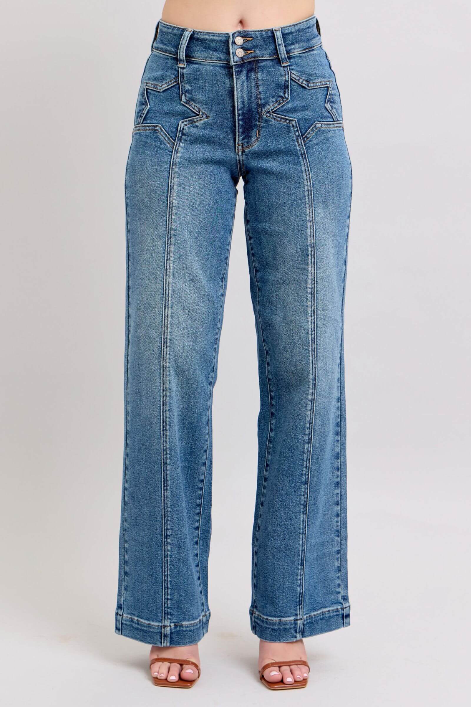 Judy Blue High Waist Wide Leg With Star Detail