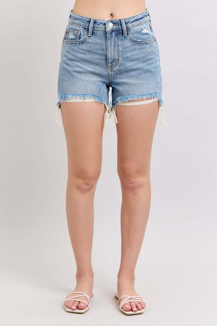Judy Blue Sun-Kissed Destroyed Denim Shorts Rigid Magic