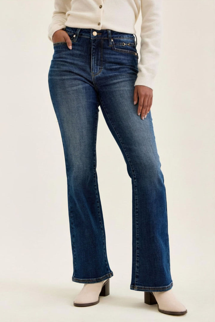 Judy Blue Daisy Bootcut Jean w/ Harness Trim DK Sunset Ride