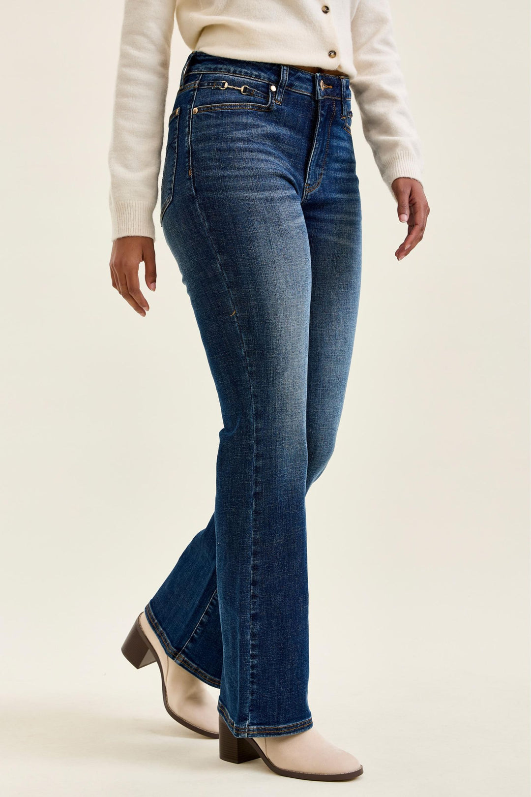 Judy Blue Daisy Bootcut Jean w/ Harness Trim DK Sunset Ride