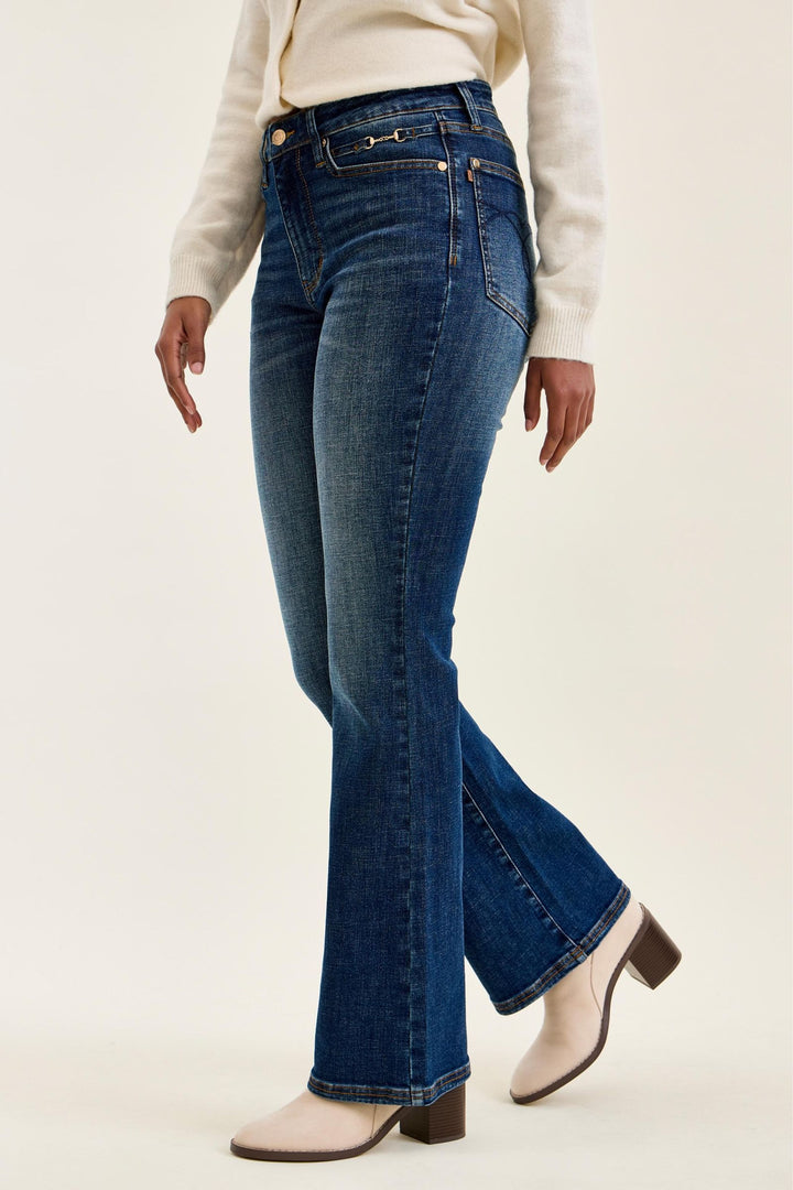 Judy Blue Daisy Bootcut Jean w/ Harness Trim DK Sunset Ride