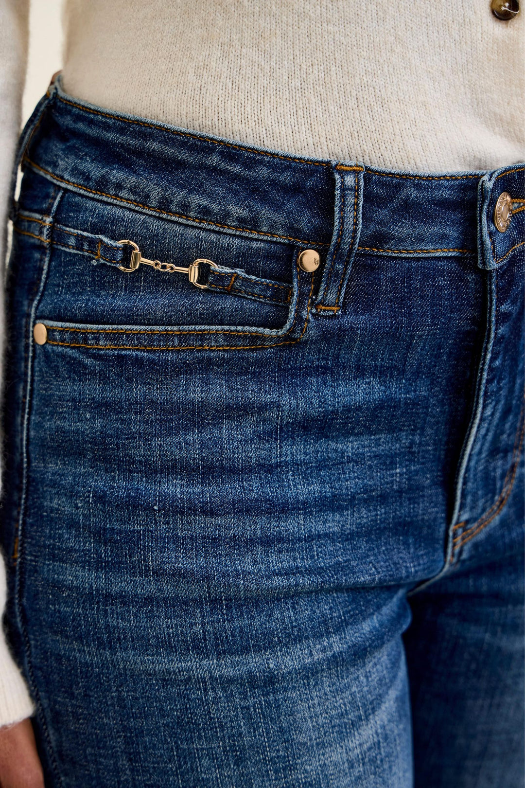 Judy Blue Daisy Bootcut Jean w/ Harness Trim DK Sunset Ride