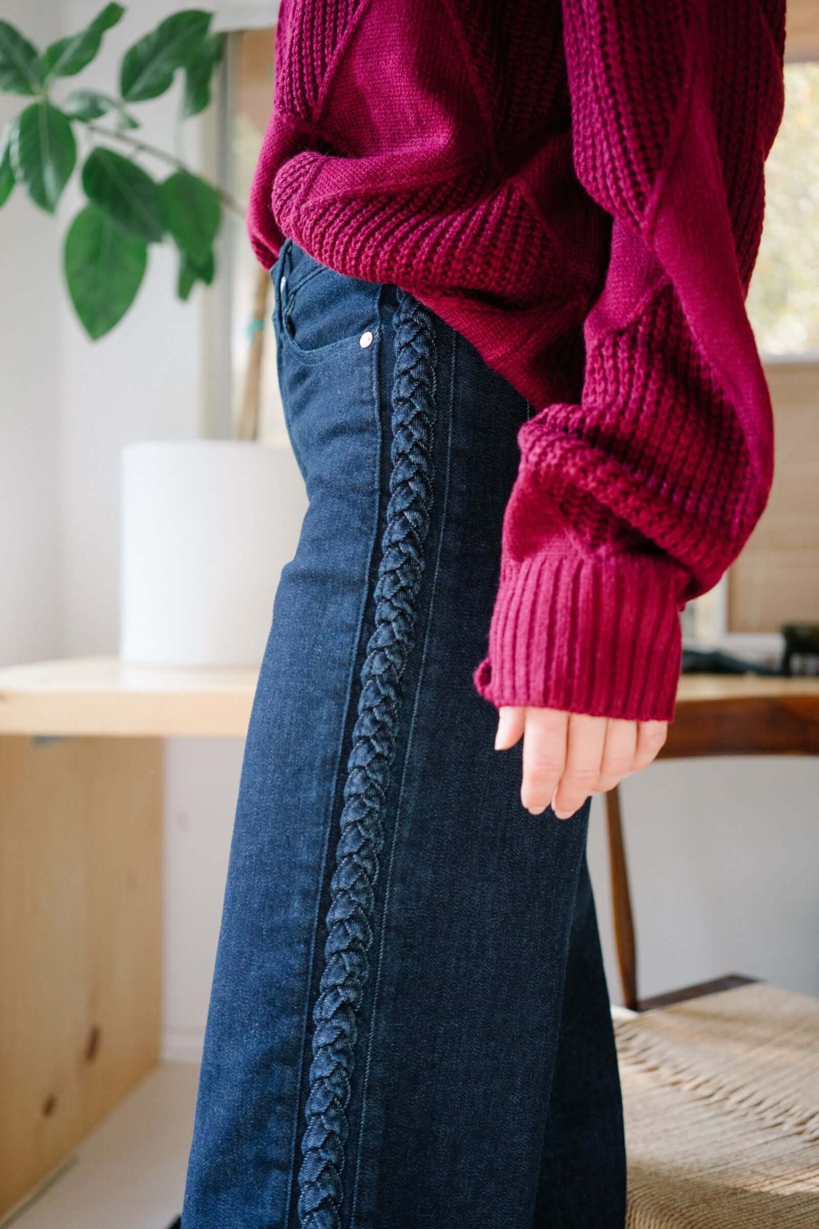 Judy Blue “Braided Bliss” High Waist Crop Wide-Leg Jeans