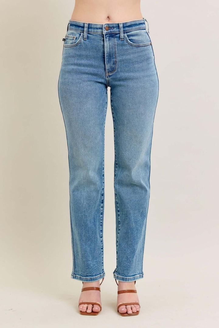 High Waist Straight Jean Medium Wash 