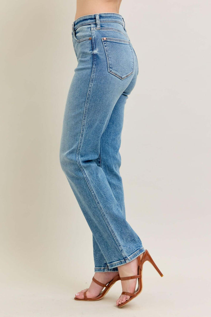 High Waist Straight Jean Medium Wash 
