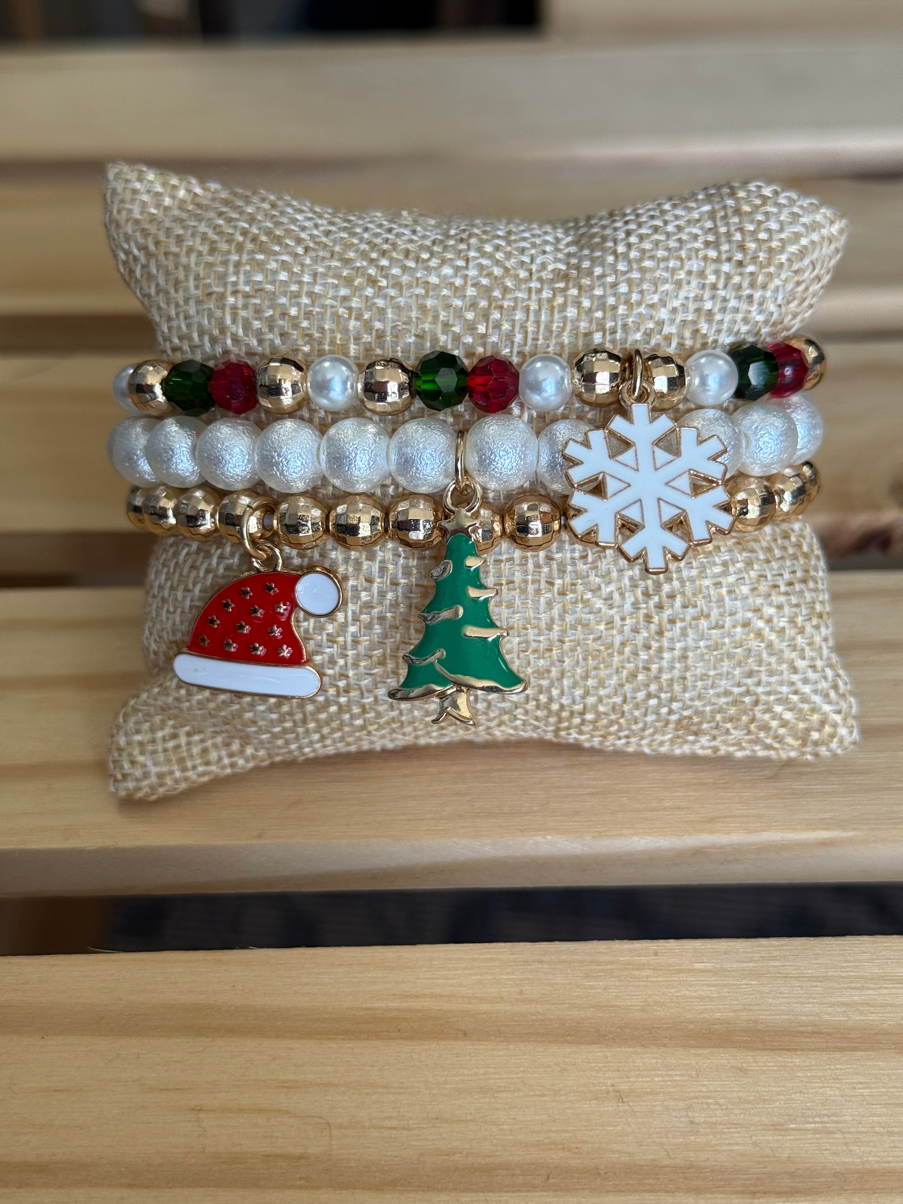 3 Row Christmas Charm Bracelet