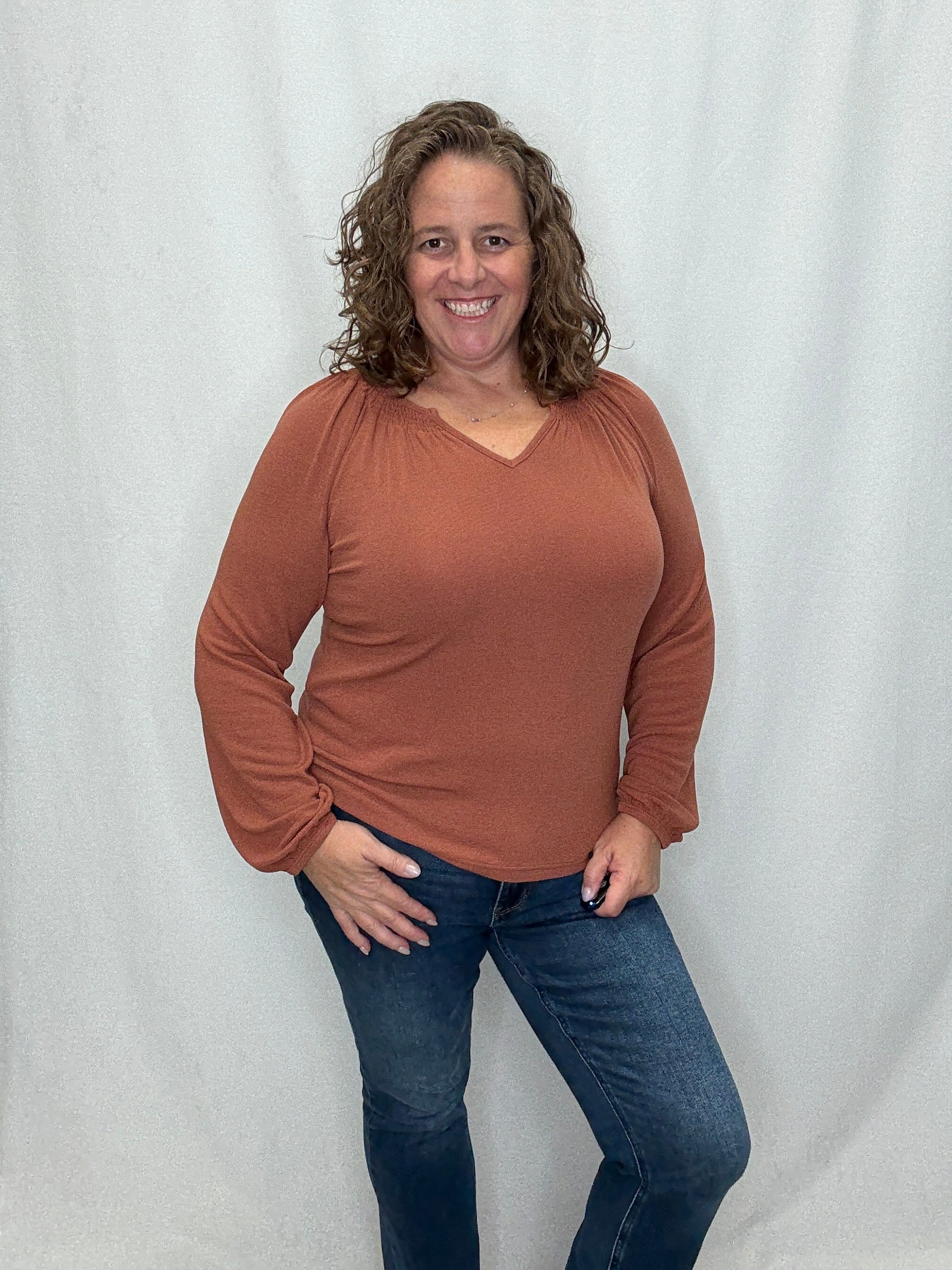 The Canyon Rust Smocked Top