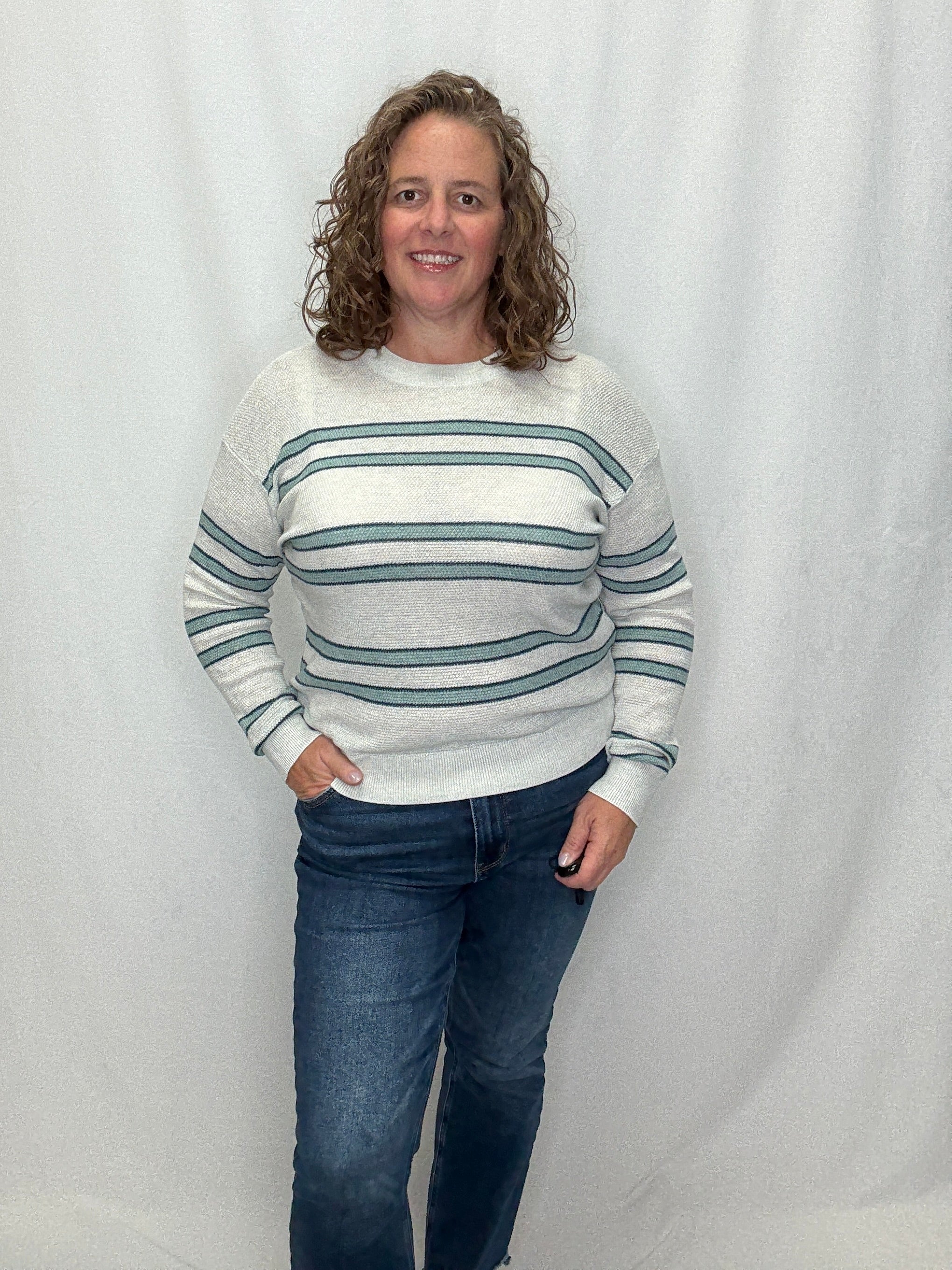 The Coastal Breeze Lightweight Sweater – Silver Blue