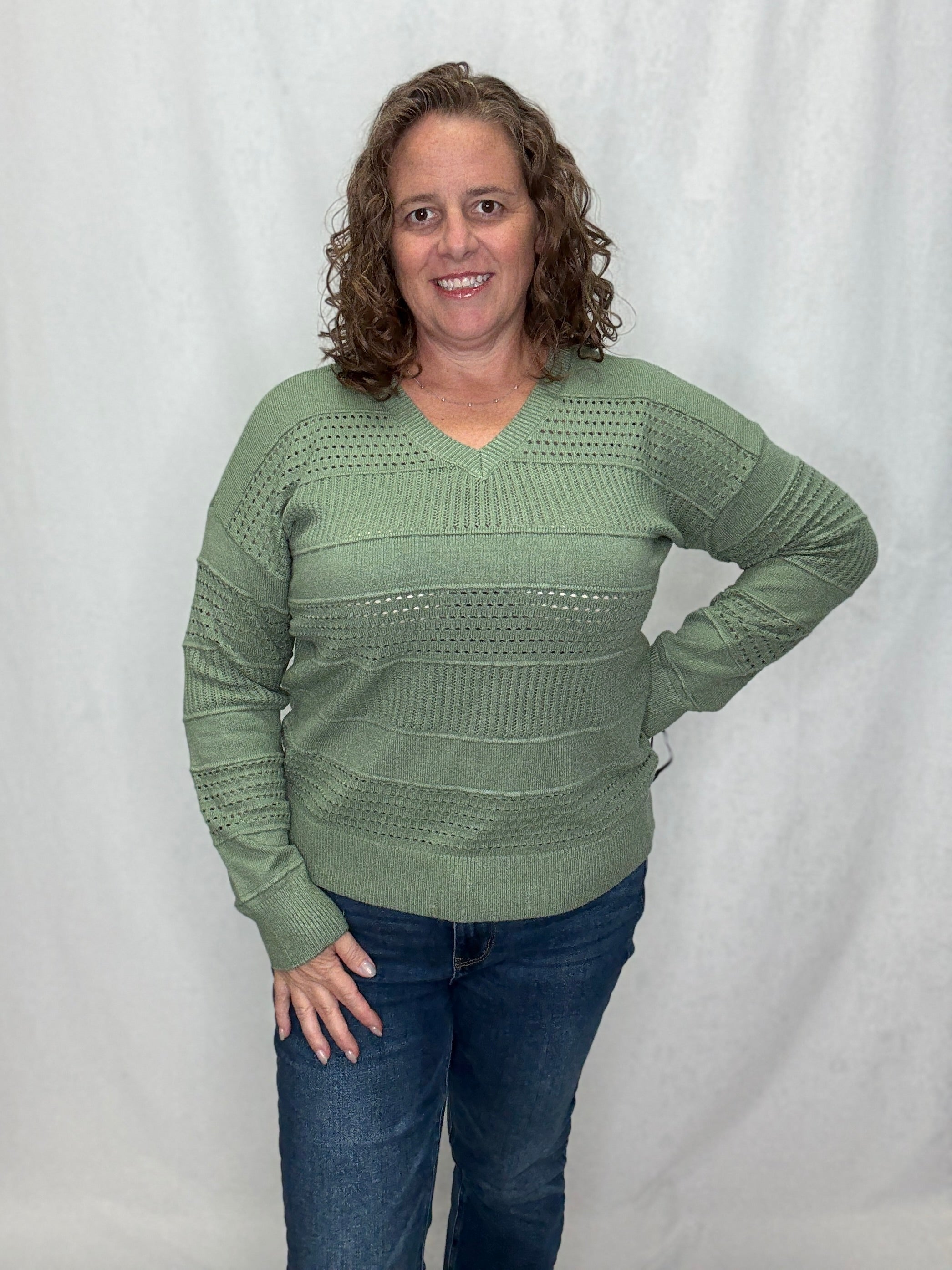 The Meadow Pointelle Sweater – Sage
