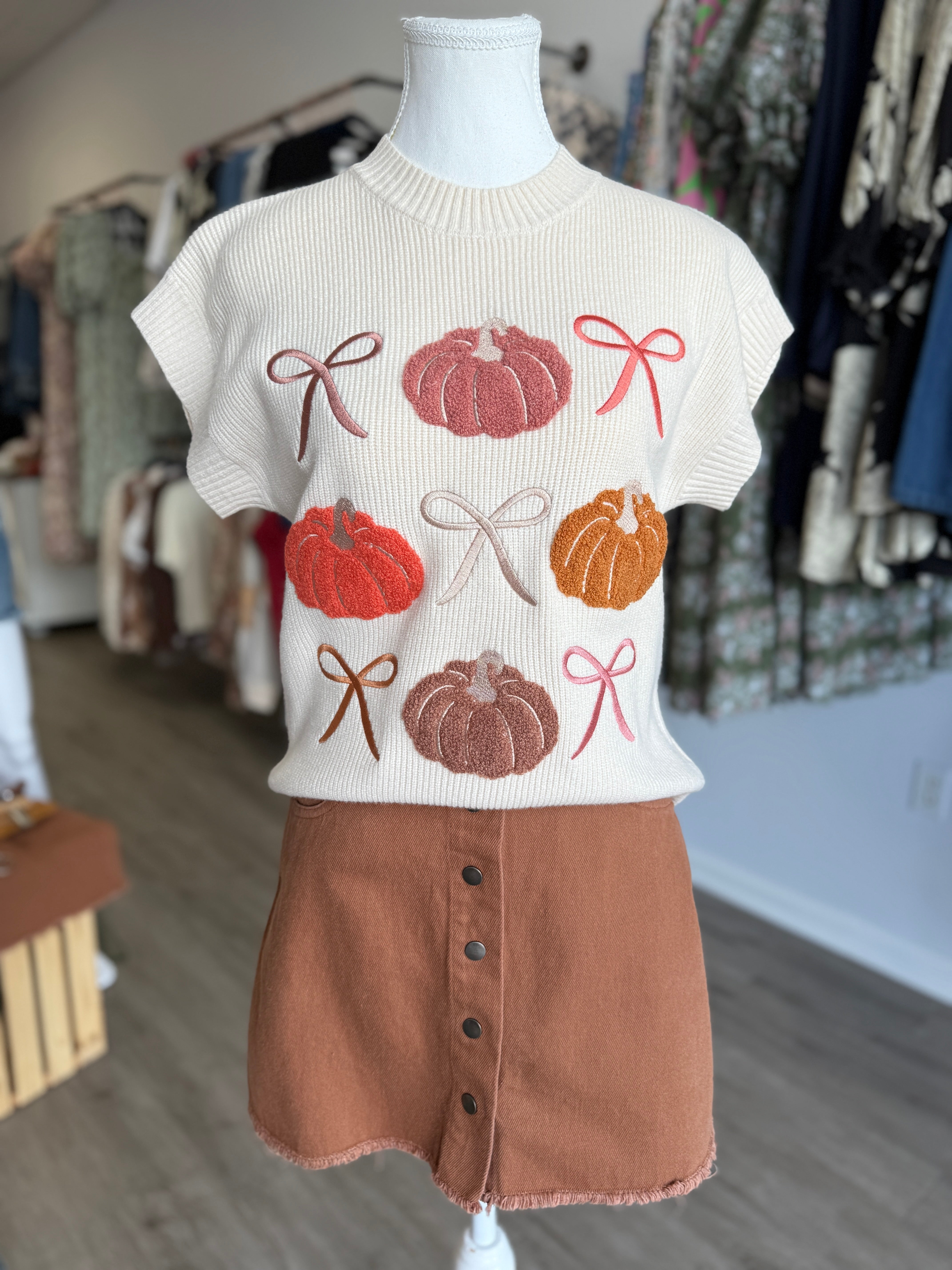 Josie Pumpkin Rows Sweater
